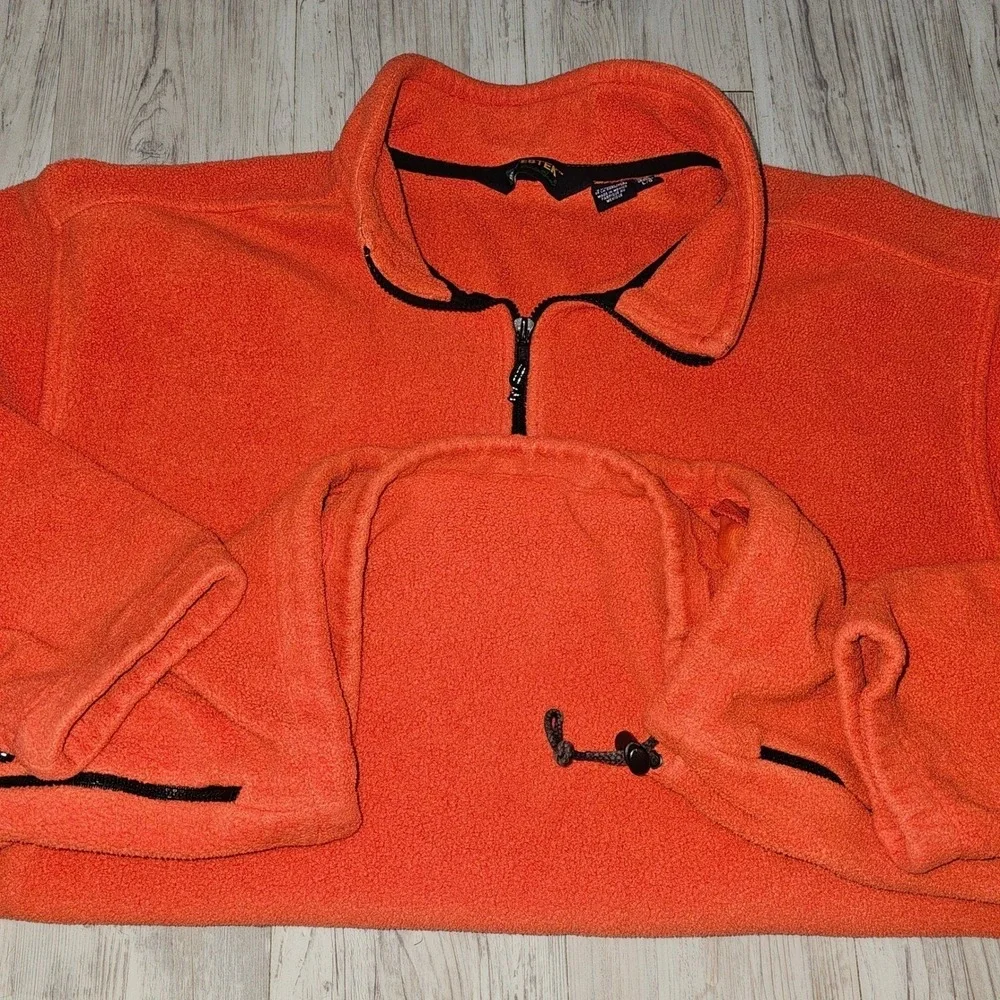Eddie Bauer EBTEK Fleece Pullover Men's L Orange 1/4Zip Y2K ‎ #61642